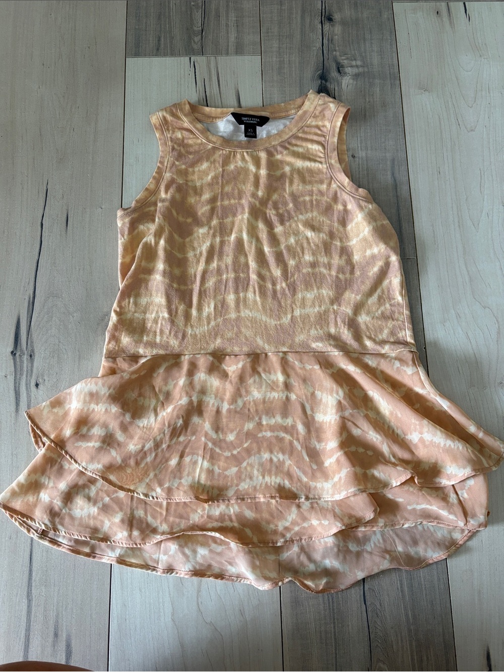 Simply Vera by Vera Wang Peach Tie-Dye Tiered Shirt